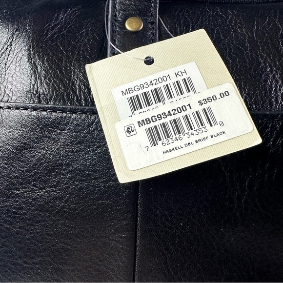 NWT Men’s Fossill HaskellBlack Leather Men's Briefcase/Laptop Bag - Picture 15 of 16